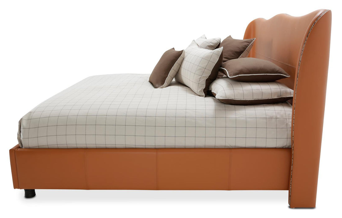 21 Cosmopolitan California King Upholstered Wing Bed in Orange