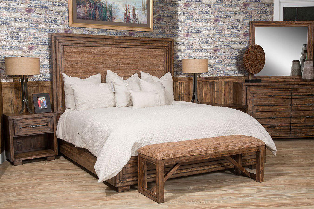 Carrollton Queen Panel Bed with Fabric Insert in Rustic Ranch