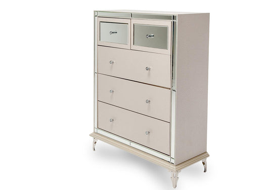 Hollywood Loft Upholstered 5 Drawer Chest in Frost image