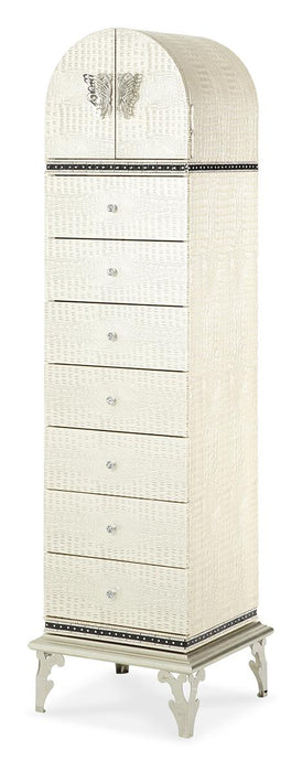 Hollywood Swank Upholstered Swivel Lingerie Chest in Crystal Croc image