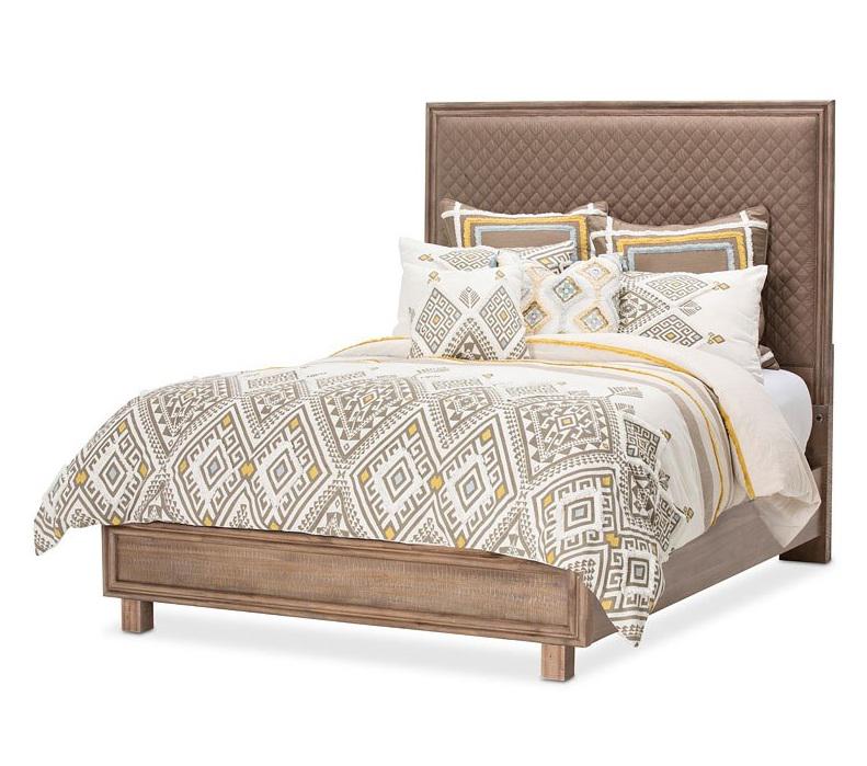 Hudson Ferry Eastern King Diamond-Quilted Panel Bed in Driftwood (Brown Fabric) image