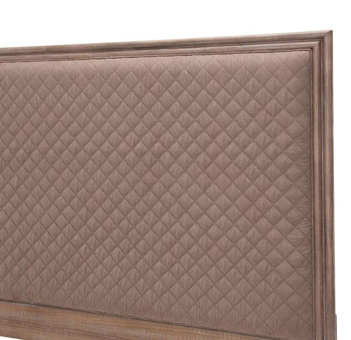 Hudson Ferry Eastern King Diamond-Quilted Panel Bed in Driftwood (Brown Fabric)