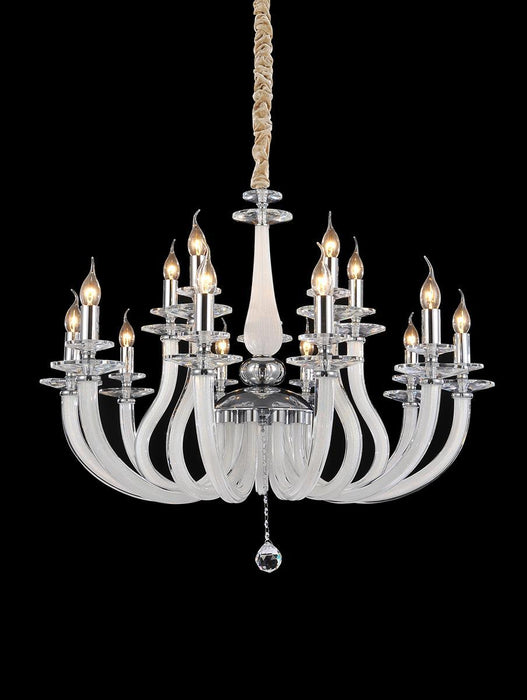 Lighting San Marco 15 Light Chandelier in Opalescent and Chrome