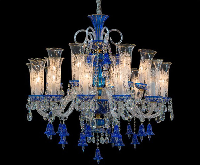 Lighting Winter Palace 18 Light Chandelier in Blue, Clear and Gold