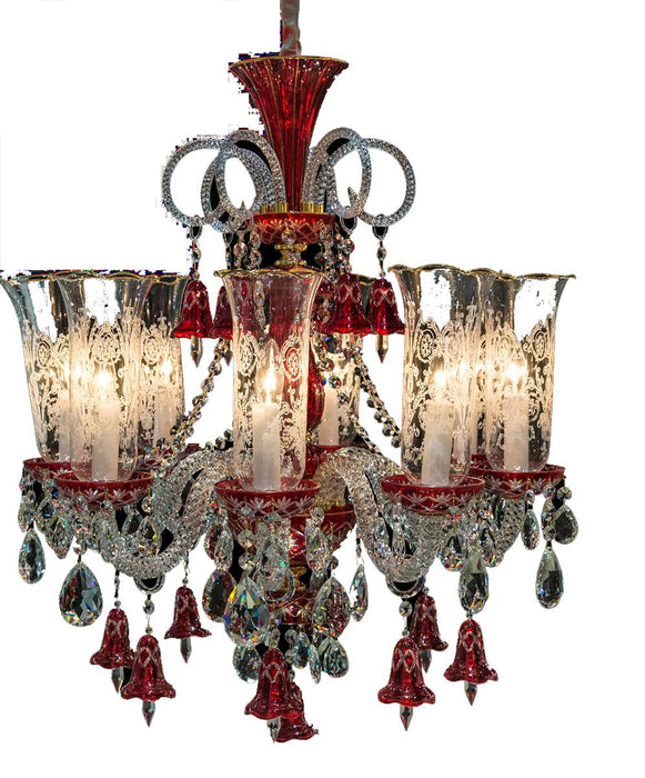 Lighting Winter Palace 8 Light Chandelier in Red, Clear and Gold