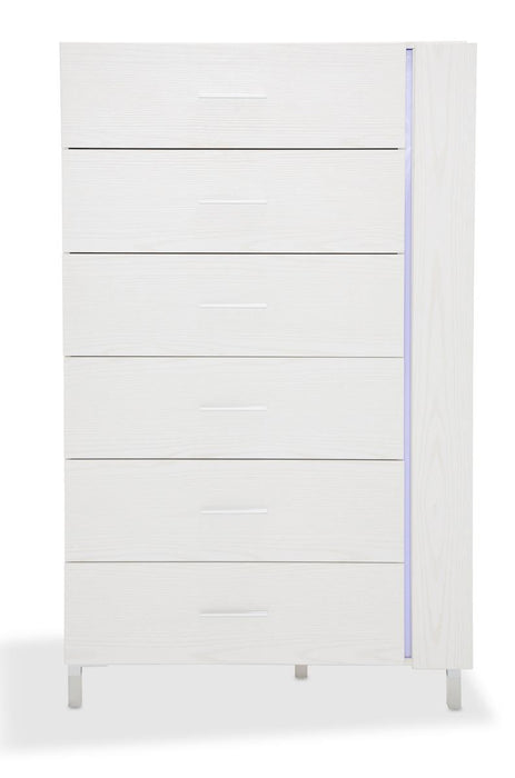 Lumiere 6 Drawer Chest with LED Lights in Frost