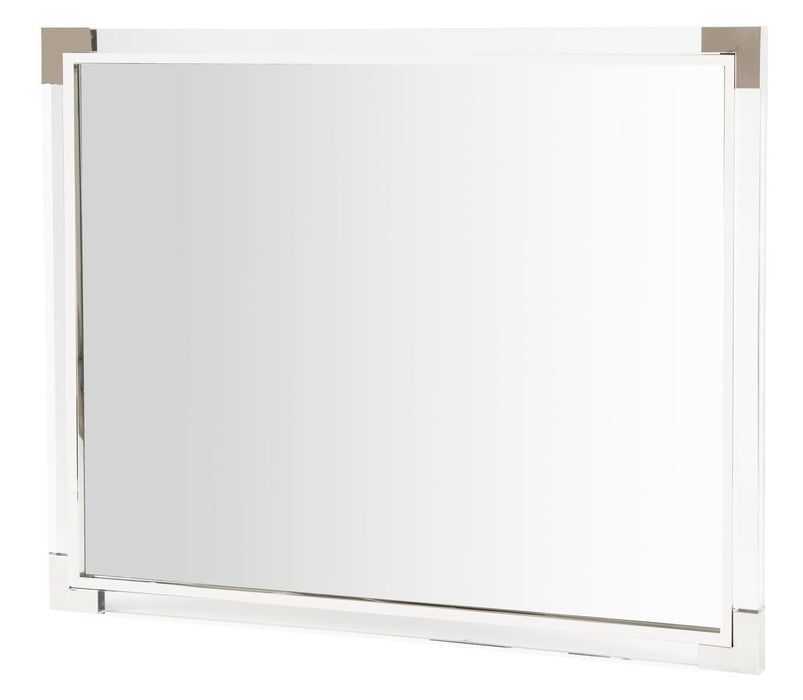 State St Metal Wall Mirror in Glossy White image